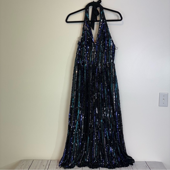 Dress the Population Sarai Sequined halter Cocktail Dress size small NWT - Picture 8 of 13
